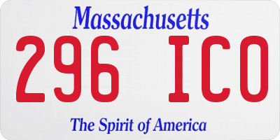 MA license plate 296IC0