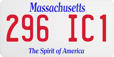 MA license plate 296IC1