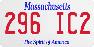 MA license plate 296IC2