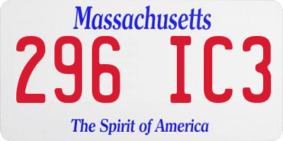 MA license plate 296IC3