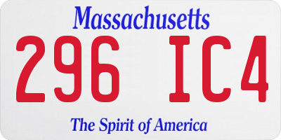 MA license plate 296IC4