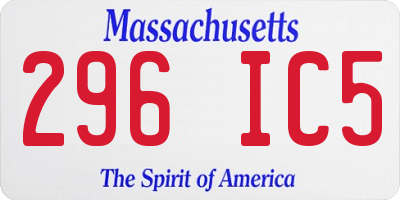 MA license plate 296IC5