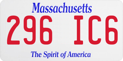 MA license plate 296IC6