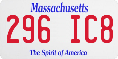 MA license plate 296IC8