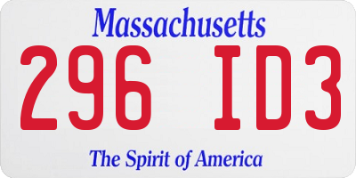 MA license plate 296ID3