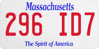 MA license plate 296ID7