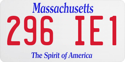 MA license plate 296IE1