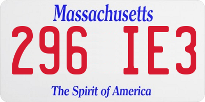 MA license plate 296IE3