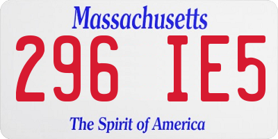 MA license plate 296IE5