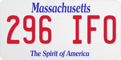 MA license plate 296IF0