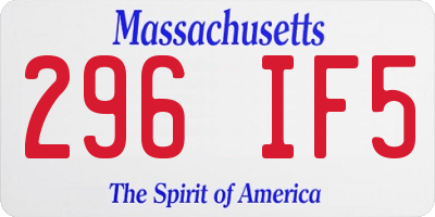 MA license plate 296IF5