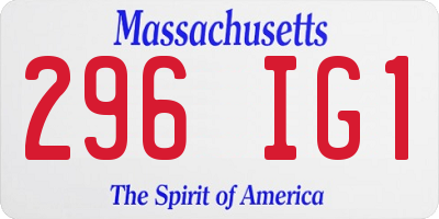 MA license plate 296IG1