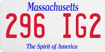 MA license plate 296IG2