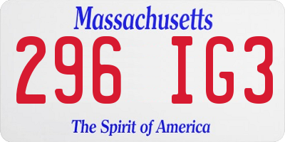 MA license plate 296IG3
