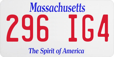 MA license plate 296IG4