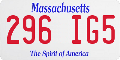MA license plate 296IG5