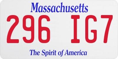 MA license plate 296IG7
