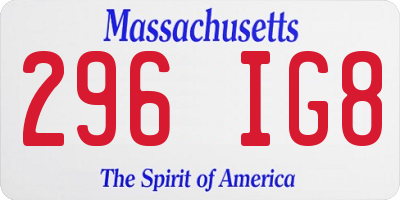 MA license plate 296IG8
