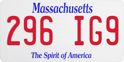 MA license plate 296IG9