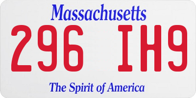 MA license plate 296IH9
