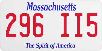 MA license plate 296II5