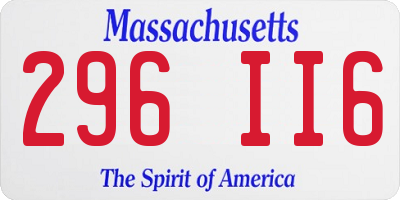 MA license plate 296II6