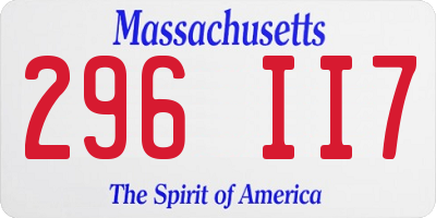 MA license plate 296II7