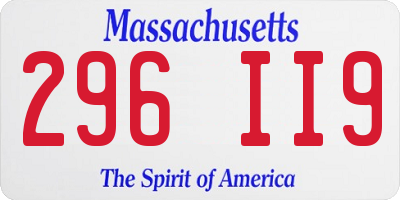 MA license plate 296II9