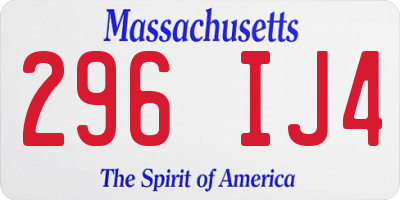 MA license plate 296IJ4