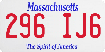 MA license plate 296IJ6