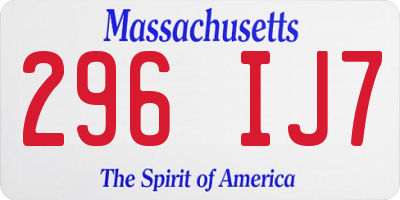 MA license plate 296IJ7