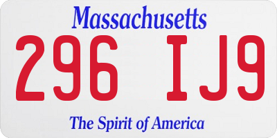 MA license plate 296IJ9