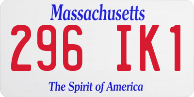 MA license plate 296IK1