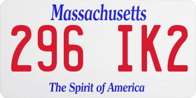 MA license plate 296IK2