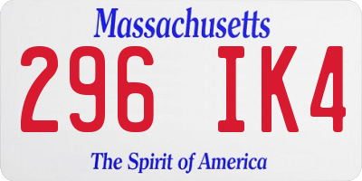 MA license plate 296IK4