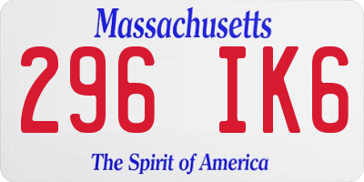 MA license plate 296IK6
