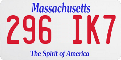 MA license plate 296IK7