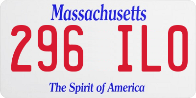 MA license plate 296IL0