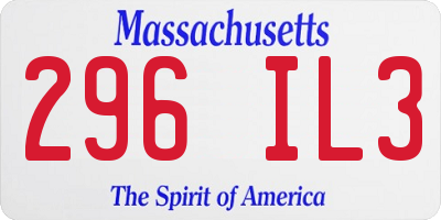 MA license plate 296IL3
