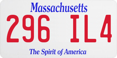 MA license plate 296IL4