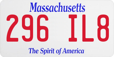 MA license plate 296IL8