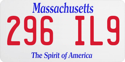 MA license plate 296IL9
