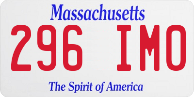 MA license plate 296IM0