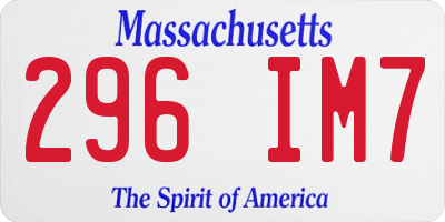 MA license plate 296IM7