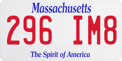 MA license plate 296IM8