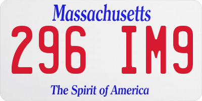 MA license plate 296IM9