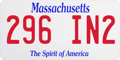 MA license plate 296IN2