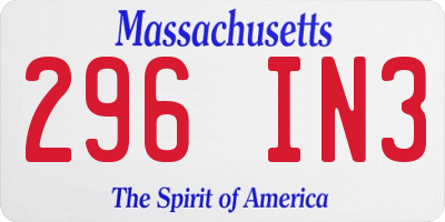 MA license plate 296IN3