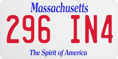 MA license plate 296IN4
