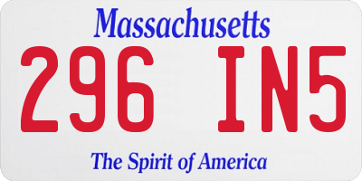 MA license plate 296IN5